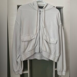 Aerie Textured White Fabric with Logo